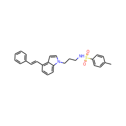 Cc1ccc(S(=O)(=O)NCCCn2ccc3c(/C=C/c4ccccc4)cccc32)cc1 ZINC000299839023