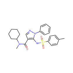 Cc1ccc(S(=O)(=O)Nc2c(C(=O)N(C)C3CCCCC3)cnn2-c2ccccc2)cc1 ZINC000073162312