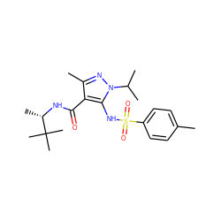 Cc1ccc(S(=O)(=O)Nc2c(C(=O)N[C@@H](C)C(C)(C)C)c(C)nn2C(C)C)cc1 ZINC000073222495