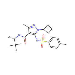 Cc1ccc(S(=O)(=O)Nc2c(C(=O)N[C@@H](C)C(C)(C)C)c(C)nn2C2CCC2)cc1 ZINC000073386622