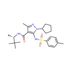 Cc1ccc(S(=O)(=O)Nc2c(C(=O)N[C@@H](C)C(C)(C)C)c(C)nn2C2CCCC2)cc1 ZINC000073221308