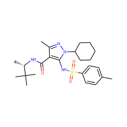 Cc1ccc(S(=O)(=O)Nc2c(C(=O)N[C@@H](C)C(C)(C)C)c(C)nn2C2CCCCC2)cc1 ZINC000073221313