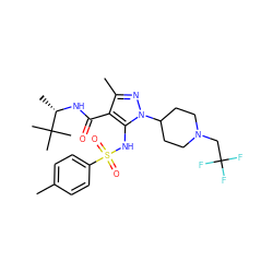 Cc1ccc(S(=O)(=O)Nc2c(C(=O)N[C@@H](C)C(C)(C)C)c(C)nn2C2CCN(CC(F)(F)F)CC2)cc1 ZINC000082158169