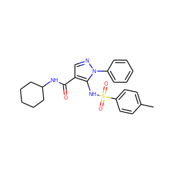 Cc1ccc(S(=O)(=O)Nc2c(C(=O)NC3CCCCC3)cnn2-c2ccccc2)cc1 ZINC000073161015