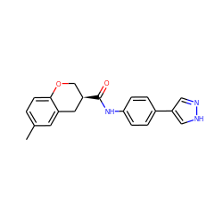 Cc1ccc2c(c1)C[C@H](C(=O)Nc1ccc(-c3cn[nH]c3)cc1)CO2 ZINC000040919291