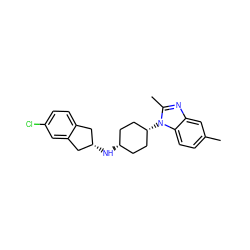 Cc1ccc2c(c1)nc(C)n2[C@H]1CC[C@@H](N[C@H]2Cc3ccc(Cl)cc3C2)CC1 ZINC000103143611