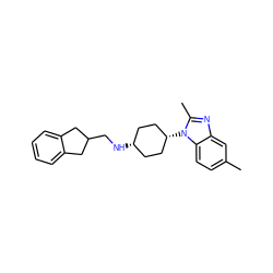 Cc1ccc2c(c1)nc(C)n2[C@H]1CC[C@@H](NCC2Cc3ccccc3C2)CC1 ZINC000299845272