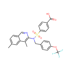 Cc1ccc2cnc(N(Cc3ccc(OC(F)(F)F)cc3)S(=O)(=O)c3ccc(C(=O)O)cc3)c(C)c2c1 ZINC000261192996