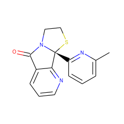 Cc1cccc([C@]23SCCN2C(=O)c2cccnc23)n1 ZINC000005931312