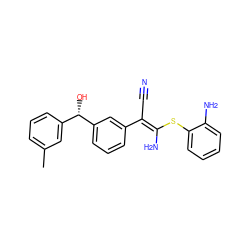 Cc1cccc([C@H](O)c2cccc(/C(C#N)=C(\N)Sc3ccccc3N)c2)c1 ZINC000038145351