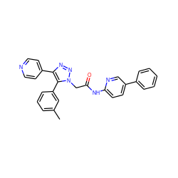 Cc1cccc(-c2c(-c3ccncc3)nnn2CC(=O)Nc2ccc(-c3ccccc3)cn2)c1 ZINC001772588390