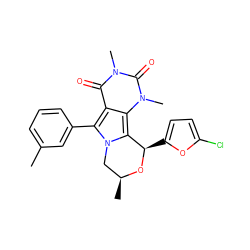 Cc1cccc(-c2c3c(=O)n(C)c(=O)n(C)c3c3n2C[C@H](C)O[C@@H]3c2ccc(Cl)o2)c1 ZINC000209512048