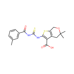Cc1cccc(C(=O)NC(=S)Nc2sc3c(c2C(=O)O)CC(C)(C)OC3)c1 ZINC000199132975