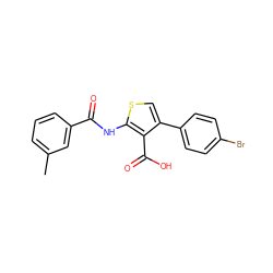 Cc1cccc(C(=O)Nc2scc(-c3ccc(Br)cc3)c2C(=O)O)c1 ZINC000002158197