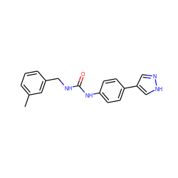 Cc1cccc(CNC(=O)Nc2ccc(-c3cn[nH]c3)cc2)c1 ZINC000143342100