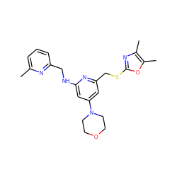 Cc1cccc(CNc2cc(N3CCOCC3)cc(CSc3nc(C)c(C)o3)n2)n1 ZINC000045261093