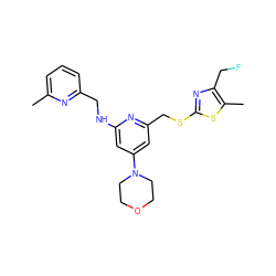 Cc1cccc(CNc2cc(N3CCOCC3)cc(CSc3nc(CF)c(C)s3)n2)n1 ZINC000045324687