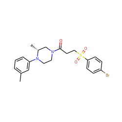 Cc1cccc(N2CCN(C(=O)CCS(=O)(=O)c3ccc(Br)cc3)C[C@H]2C)c1 ZINC000002940529