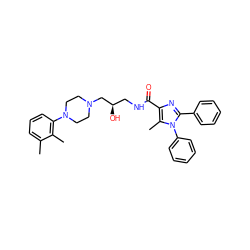 Cc1cccc(N2CCN(C[C@H](O)CNC(=O)c3nc(-c4ccccc4)n(-c4ccccc4)c3C)CC2)c1C ZINC000072104857