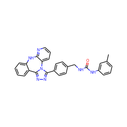 Cc1cccc(NC(=O)NCc2ccc(-c3nnc4n3-c3cccnc3Nc3ccccc3-4)cc2)c1 ZINC000096174058