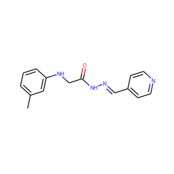 Cc1cccc(NCC(=O)N/N=C/c2ccncc2)c1 ZINC000000251891