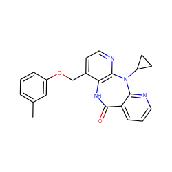 Cc1cccc(OCc2ccnc3c2NC(=O)c2cccnc2N3C2CC2)c1 ZINC000005931249