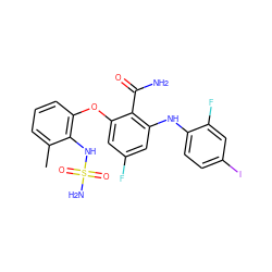 Cc1cccc(Oc2cc(F)cc(Nc3ccc(I)cc3F)c2C(N)=O)c1NS(N)(=O)=O ZINC000653845306