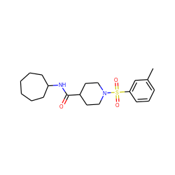 Cc1cccc(S(=O)(=O)N2CCC(C(=O)NC3CCCCCC3)CC2)c1 ZINC000073223483