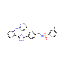 Cc1cccc(S(=O)(=O)NCc2ccc(-c3nnc4n3-c3cccnc3Nc3ccccc3-4)cc2)c1 ZINC000096174048