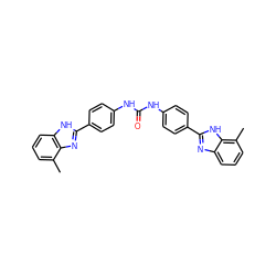 Cc1cccc2[nH]c(-c3ccc(NC(=O)Nc4ccc(-c5nc6cccc(C)c6[nH]5)cc4)cc3)nc12 ZINC000013982107