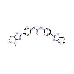 Cc1cccc2[nH]c(-c3ccc(NC(=O)Nc4ccc(-c5nc6ccccc6[nH]5)cc4)cc3)nc12 ZINC000013982100