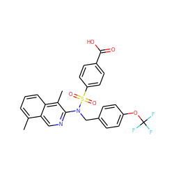Cc1cccc2c(C)c(N(Cc3ccc(OC(F)(F)F)cc3)S(=O)(=O)c3ccc(C(=O)O)cc3)ncc12 ZINC000261121883