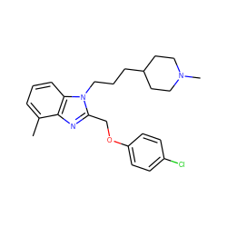 Cc1cccc2c1nc(COc1ccc(Cl)cc1)n2CCCC1CCN(C)CC1 ZINC000027527011