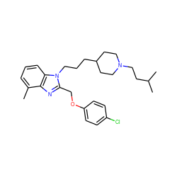 Cc1cccc2c1nc(COc1ccc(Cl)cc1)n2CCCC1CCN(CCC(C)C)CC1 ZINC000027547667