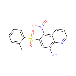 Cc1ccccc1S(=O)(=O)c1cc(N)c2ncccc2c1[N+](=O)[O-] ZINC000029482168