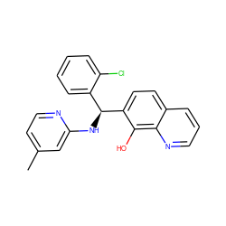 Cc1ccnc(N[C@@H](c2ccccc2Cl)c2ccc3cccnc3c2O)c1 ZINC000005588681