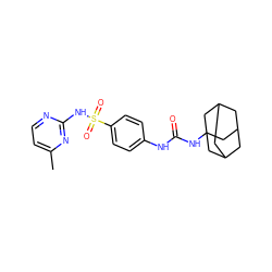 Cc1ccnc(NS(=O)(=O)c2ccc(NC(=O)NC34CC5CC(CC(C5)C3)C4)cc2)n1 ZINC000096271191