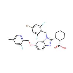 Cc1cnc(COc2ccc3nc([C@@H]4CCCC[C@@H]4C(=O)O)n(Cc4c(F)cc(Br)cc4F)c3c2)c(F)c1 ZINC000226016948