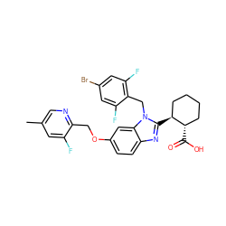 Cc1cnc(COc2ccc3nc([C@H]4CCCC[C@@H]4C(=O)O)n(Cc4c(F)cc(Br)cc4F)c3c2)c(F)c1 ZINC000226016907