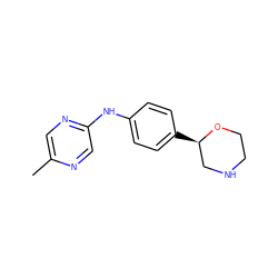 Cc1cnc(Nc2ccc([C@@H]3CNCCO3)cc2)cn1 ZINC000149959659
