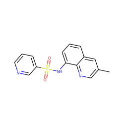 Cc1cnc2c(NS(=O)(=O)c3cccnc3)cccc2c1 ZINC000141817141