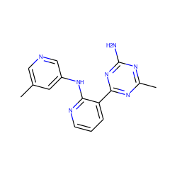 Cc1cncc(Nc2ncccc2-c2nc(C)nc(N)n2)c1 ZINC000113235851