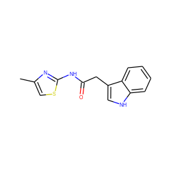 Cc1csc(NC(=O)Cc2c[nH]c3ccccc23)n1 ZINC000002644636