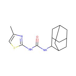 Cc1csc(NC(=O)NC2C3CC4CC(C3)CC2C4)n1 ZINC000096271164