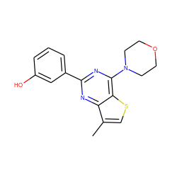 Cc1csc2c(N3CCOCC3)nc(-c3cccc(O)c3)nc12 ZINC000040953153