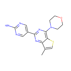 Cc1csc2c(N3CCOCC3)nc(-c3cnc(N)nc3)nc12 ZINC000095577589