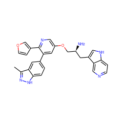 Cc1n[nH]c2ccc(-c3cc(OC[C@@H](N)Cc4c[nH]c5ccncc45)cnc3-c3ccoc3)cc12 ZINC000045347222