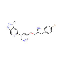 Cc1n[nH]c2cnc(-c3cncc(OC[C@@H](N)Cc4ccc(Br)cc4)c3)cc12 ZINC000045261897
