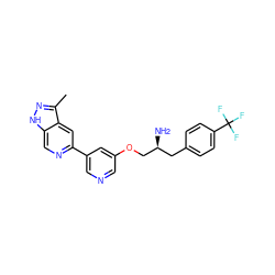 Cc1n[nH]c2cnc(-c3cncc(OC[C@@H](N)Cc4ccc(C(F)(F)F)cc4)c3)cc12 ZINC000045288596