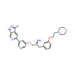 Cc1n[nH]c2cnc(-c3cncc(OC[C@@H](N)Cc4cccc(OCCN5CCOCC5)c4)c3)cc12 ZINC000045298808